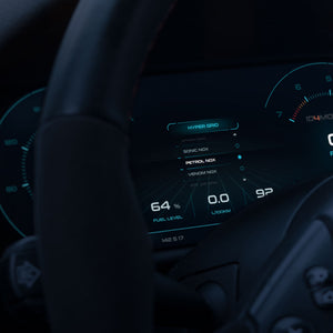 Digital Cluster featuring the Hyper Grid theme from ID4Motion, in color variation Petrol Nox.