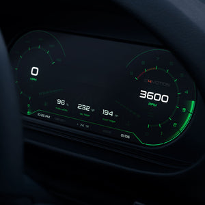 Digital Cluster featuring the Hyper Grid theme from ID4Motion, in color variation Venom Nox.