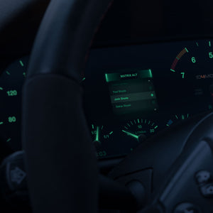 Digital Cluster featuring the Matrix Alt theme from ID4Motion, in color variation Jade Shade.