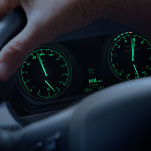 Digital Cluster featuring the Novel Origin theme from ID4Motion, in color variation Modern Green.